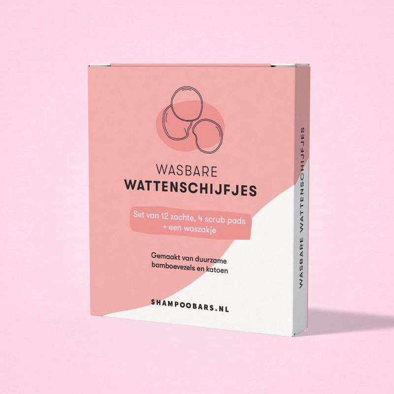 Wasbare wattenschijfjes (16 stuks) | Plasticvrij | 100% biologisch afbreekbare verpakking