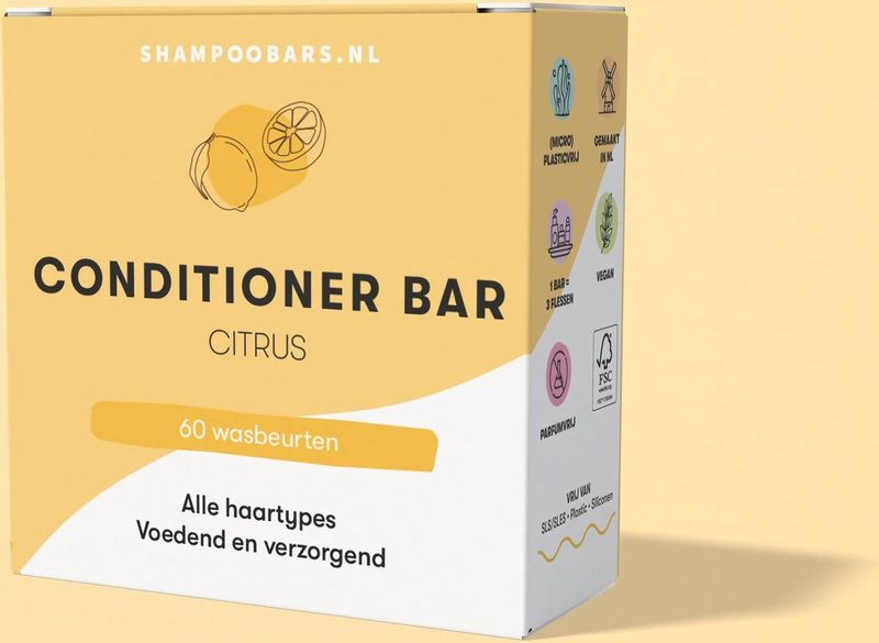 Conditioner Bar Citrus | Handgemaakt in Nederland | 100% biologisch afbreekbare verpakking