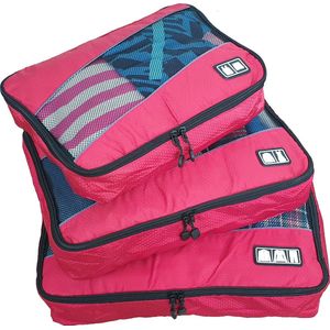 SUNMOOL Opbergzak - Opbergtas - Packing Cubes Set - Kleding Organizer voor Koffer en Backpack - Travel Opbergzakken - Koffer Organizer - 3Stuks - Rood