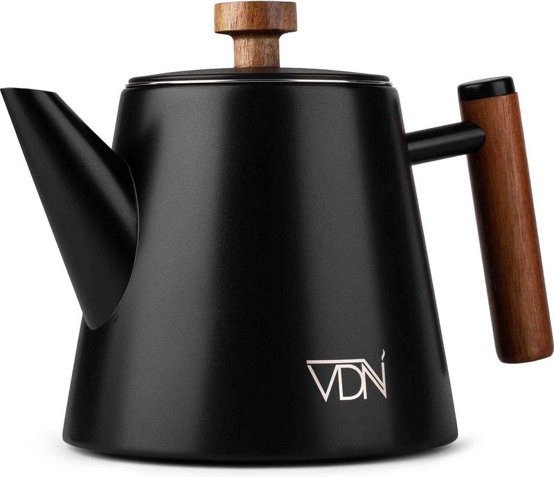 RVS Theepot Dubbelwandig met Filter - Zwarte Theekan 1 Liter - 902 - VDN