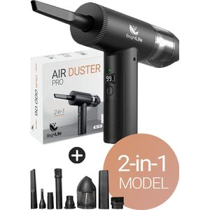 BrightLife Air Duster Pro - Perslucht Airduster - Blazen en Zuigen - 90.000 RPM - 12.5 KPA - Compressed Air - Oplaadbaar en Draadloos - Met 9 opzetstukken
