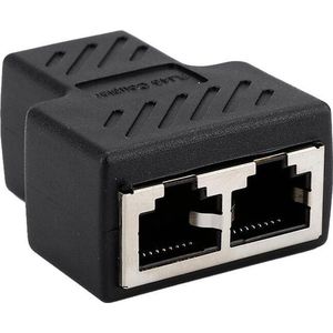 Qost RJ45 Splitter - 1 naar 2 Netwerk Adapter - Zwart