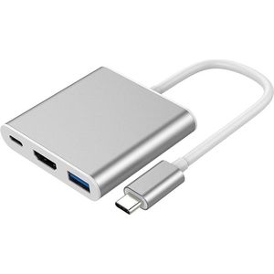 Qost - 3 in 1 hub - 4K HDMI - Spacegray - USB-C Opladen / Power delivery – USB 3.0 – USB Splitter – Macbook Pro / Air – Lenovo, Dell, Chromebook