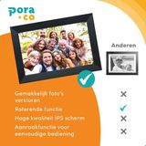 Digitale fotolijst met WiFi en Frameo App 10 inch Pora – HD+ IPS Display – Zwart Micro SD – Touchscreen