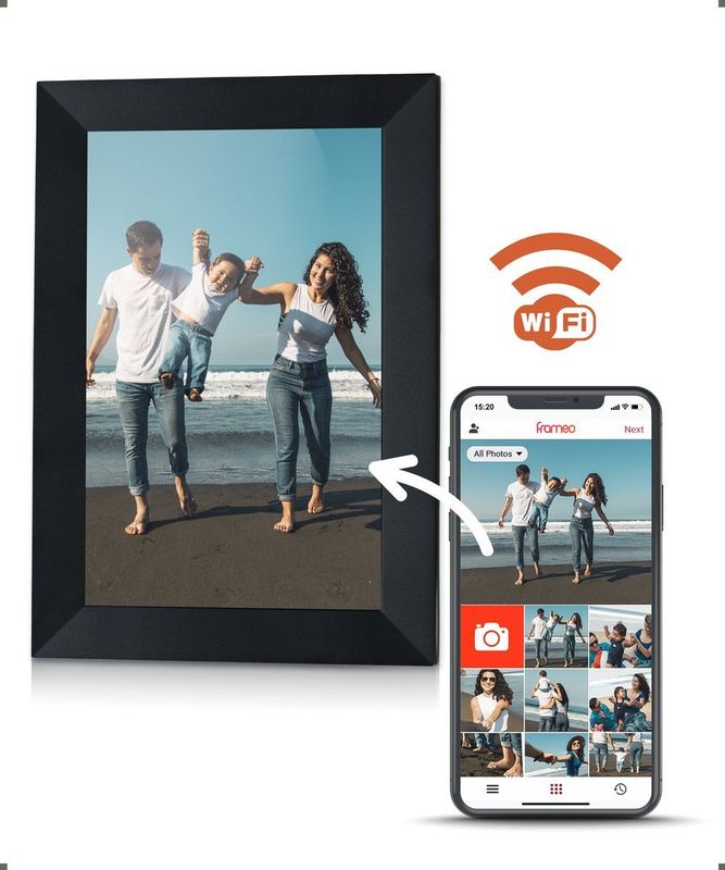 Digitale fotolijst met WiFi en Frameo App 10 inch Pora – HD+ IPS Display – Zwart Micro SD – Touchscreen