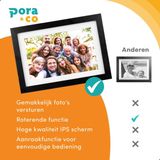 Pora Digitale Fotolijst - 10.1 inch - WiFi - Frameo App - Zwart Hout