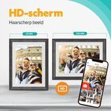Digitale fotolijst met WiFi en Frameo App – 10 inch Pora – HD+ IPS Display – Wit/Bruin Micro SD – Touchscreen