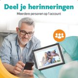 Digitale fotolijst met WiFi en Frameo App – 10 inch Pora – HD+ IPS Display – Wit/Bruin Micro SD – Touchscreen