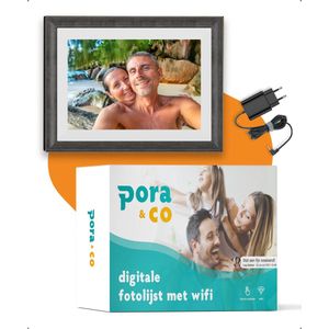 Digitale fotolijst met WiFi en Frameo App – 10 inch Pora – HD+ IPS Display – Wit/Bruin Micro SD – Touchscreen