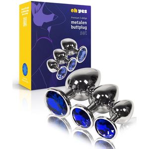 Metalen Buttplugs voor mannen en vrouwen - Buttplug Set 3-Delig - Anal & Butt Plug - Blauw