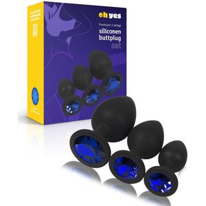 Siliconen Buttplugs voor mannen en vrouwen - 3 Delige Anal Plug Set - Blauw