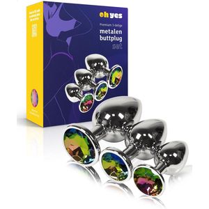Metalen Buttplugs voor mannen en vrouwen - 3 Delige Anal Plug Set - Multicolor
