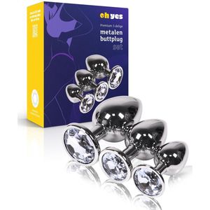 Metalen Buttplugs voor mannen en vrouwen - Buttplug Set 3-Delig - Anal & Butt Plug - Helder/Wit