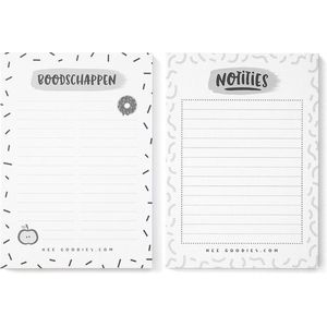 Stationery set notitieblokken A6 zwart wit combiset ‘boodschappenlijstje’ en ‘notities’