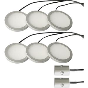 LETT® Opbouw LED Spotjes met Dubbele Deursensor - Set van 6 Lampjes - Automatische Kastverlichting