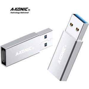 A-Konic© Verloop adapter USB-C naar USB A female | USB 3.1 HUB | opzetstuk | pc | laptop | | USB C naar USB convertor | telefoon |Surface | Dell | HP | Samsung | USB-A | Lenovo | Zwart