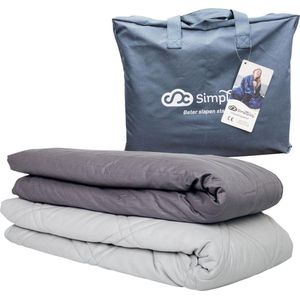 Verzwaringsdeken Set 7 KG Weighted Blanket Beter Slapen – Wasbare Warme Hoes – 200 x 140 – Donkerblauw