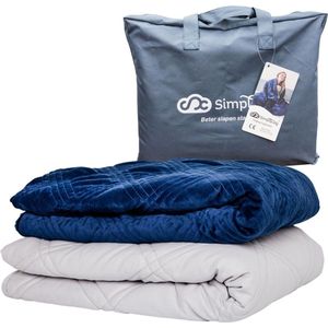 Verzwaringsdeken Set 8 KG Weighted Blanket Beter Slapen – Wasbare Warme Hoes – 200 x 140 – Donkerblauw
