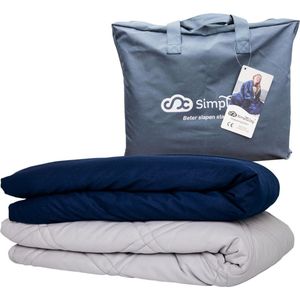 Verzwaringsdeken Set Katoen 10 KG Weighted Blanket Beter Slapen – Wasbare Hoes Katoen – 200 x 140 – Donkerblauw