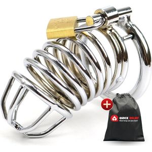 Quick Relief - Pro Lock™ Kuisheidskooi - Metaal - Kuisheidskooi voor Mannen - Chastity cage - Staal Deluxe