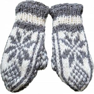 Wollen handschoenen wanten grey, dames, maat: one size, grijs-off-white wol fleece maat S (dames) klein
