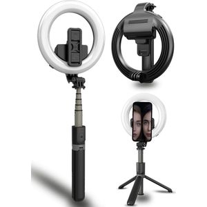 SEFID HiStick LED Ringlamp statief – Selfie stick Tiktok ring light - Flitser  studiolamp met GoPro / telefoon houder