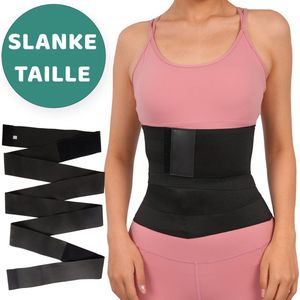 Waist Trainer 4 Meter - One Size Corset – Waist Shaper – Zwart –Afslankband Buik - Zweetband Buik - Korset - Buikband