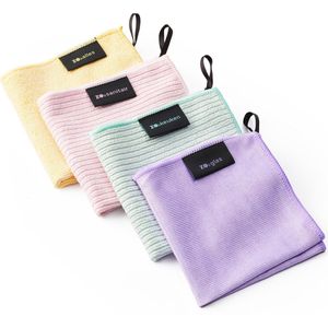 ZO® Microvezeldoeken Set van 4 - Stofdoek - Microvezeldoek - Poleerdoek - Vaatdoek - Met Haakjes