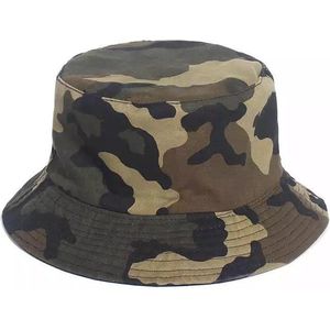 Bucket Hat Legerprint - Maat 56/58 Zonnehoed Omkeerbaar Camouflage Army Militaire Vissershoed - Groen