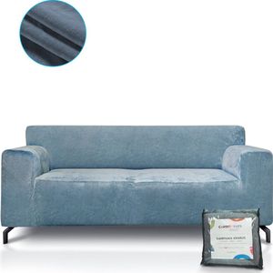 CoverLovers Bankhoes 4 Zitsbanken - 241-280 cm - Stretch Zetelhoes - Ideaal als Zetelovertrek en Zetelbeschermer - Bankbeschermer voor Honden en Katten - Fluweel Steenblauw