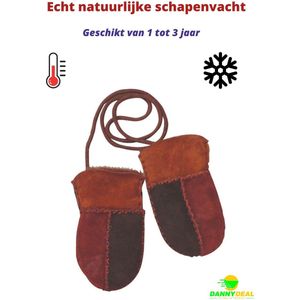1 paar Baby Wanten - Handschoenen - Schapenvacht - Echt Leder - 1 tot 3 jaar - Winter - Warm - Bruin