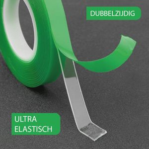 24ME® 3 Meter Elastisch Montagetape - Dubbelzijdig Tape - 10mm x 300cm - Tape - Elastisch - Ultra Sterk - Dubbelzijdig Plakband - Lijm