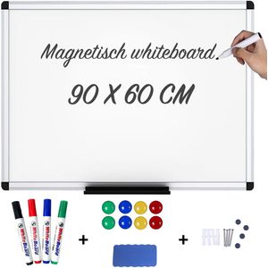 Lenx Whiteboard 60x90cm - 10 in 1 Set - Whiteboard Magnetisch - Inclusief Stiften, Marker en Magneten