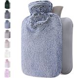 Warmwaterkruik met Hoes - Zachte Premium Pluche Hoes - 1.8 L Kruik - Warmwaterkruik voor Pijnverlichting van Rug, Nek en Schouderklachten - Geweldig Cadeau voor Vrouwen en Kinderen (Blauw)