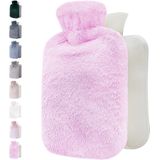 Qomfor Kruik met Extra Zachte Hoes - 1.8L Inhoud - Warmwaterkruik voor Pijnverlichting en Ontspanning - Paars