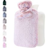 Warmwaterkruik met Hoes - Zachte Premium Pluche Hoes - 1.8 L Kruik - Warmwaterkruik voor Pijnverlichting van Rug, Nek en Schouderklachten - Geweldig Cadeau voor Vrouwen en Kinderen (Roze)
