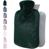 Qomfor Kruik met Extra Zachte Hoes - 1.8L Inhoud - Warmwaterkruik voor Pijnverlichting en Ontspanning - Groen