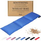 Qomfor - Pittenzak met Zachte Katoenen Hoes - Langwerpig 46 x 12 cm - Graan & Lavendel Gevuld - Blauw