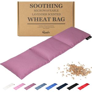 Qomfor - Pittenzak met Zachte Katoenen Hoes - Langwerpig 46 x 12 cm - Graan & Lavendel Gevuld - Paars