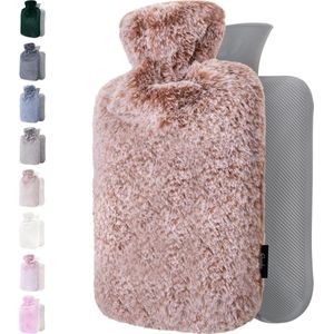 Qomfor Kruik met Extra Zachte Hoes - 1.8L Inhoud - Warmwaterkruik voor Pijnverlichting en Ontspanning - Donkerbruin