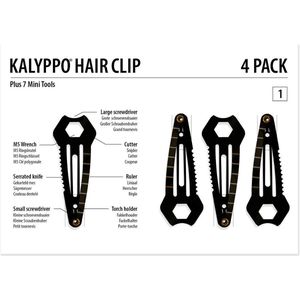 Kalyppo Haarclip - Zwart - Speld - Multitool - Stijlvol - 4-pak - Dames - Cadeau - Nieuw