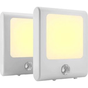 2 x stopcontact lampje met bewegingssensor – plugin ledlamp – Nachtlampje -  warm licht – dimbaar