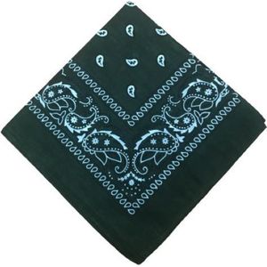Bandana Paisley donker groen - 100% katoen - dark green - Cotton - zakdoek - hoofdband - sjaaltje - accessoire - carnaval