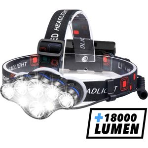 Hoofdlamp - Hoofdlamp LED Oplaadbaar - Hoofdlampje - 8 LED-koplampen - 18000 Lumen