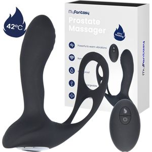 MyFantasy Prostaat Stimulator met Cockring – 42°C Vibrerende Buttplug & 10 Trilstanden – Luxe Anaal Vibrator Mannen met Afstandsbediening – Zwarte Anaal Dildo