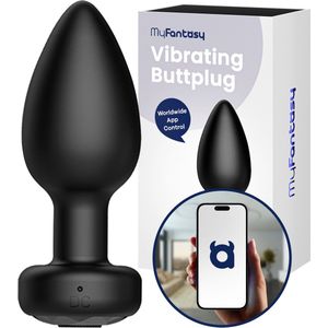 MyFantasy Vibrerende Buttplug met App - Wereldwijd Bestuurbaar - Sex Toys voor Koppels - Mannen - Vrouwen - Anaal Vibrator plug Zwart