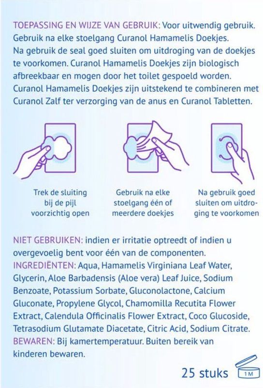 Curanol - Hamamelis Doekjes - 25st - Natuurlijke Ingrediënten - Biologisch Afbreekbaar