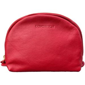 Lundholm leren make up tasje etui dames rood - toilettas dames leer design rood - bag in bag tas organizer - hoogwaardig leer - vrouwen kados cadeau voor vrouw