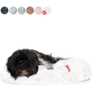 Snoozle Donut Hondenmand M - 60 cm - Fluffy Hondenmand Klein - Ronde Hondenmand Wit - Superzacht Hondenbed voor Kleine Hond - Anti-Stress Hondenkussen