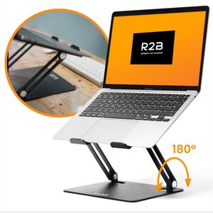 R2B® Laptop standaard Verstelbaar en Opvouwbaar - Model Den Bosch - Zwart - 10 t/m 17 inch - Laptopstandaard - Laptopverhoger - Tablet Standaard - Laptoptafel